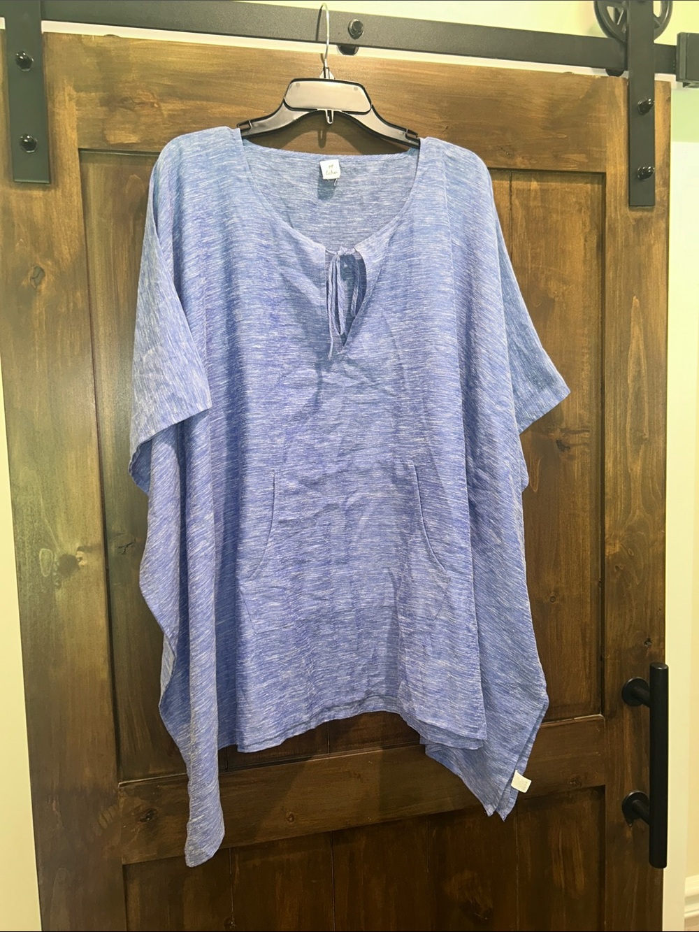M123 Echo Relaxed Blue Tie-Front Poncho Tunic Size XL